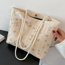 2024 Summer Picnic Bags Portable Bucket Bag Luxury Designer Handbag Fashion Woven Handbags For Women All-Match Women's Bag