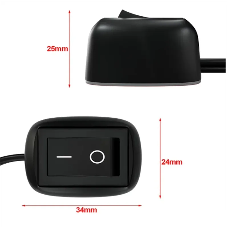 Universal Car Toggle Switch with Cable 60cm/100cm DC 12V Paste Type Mini Button for Fog Lights Drive Neon Ring Lights