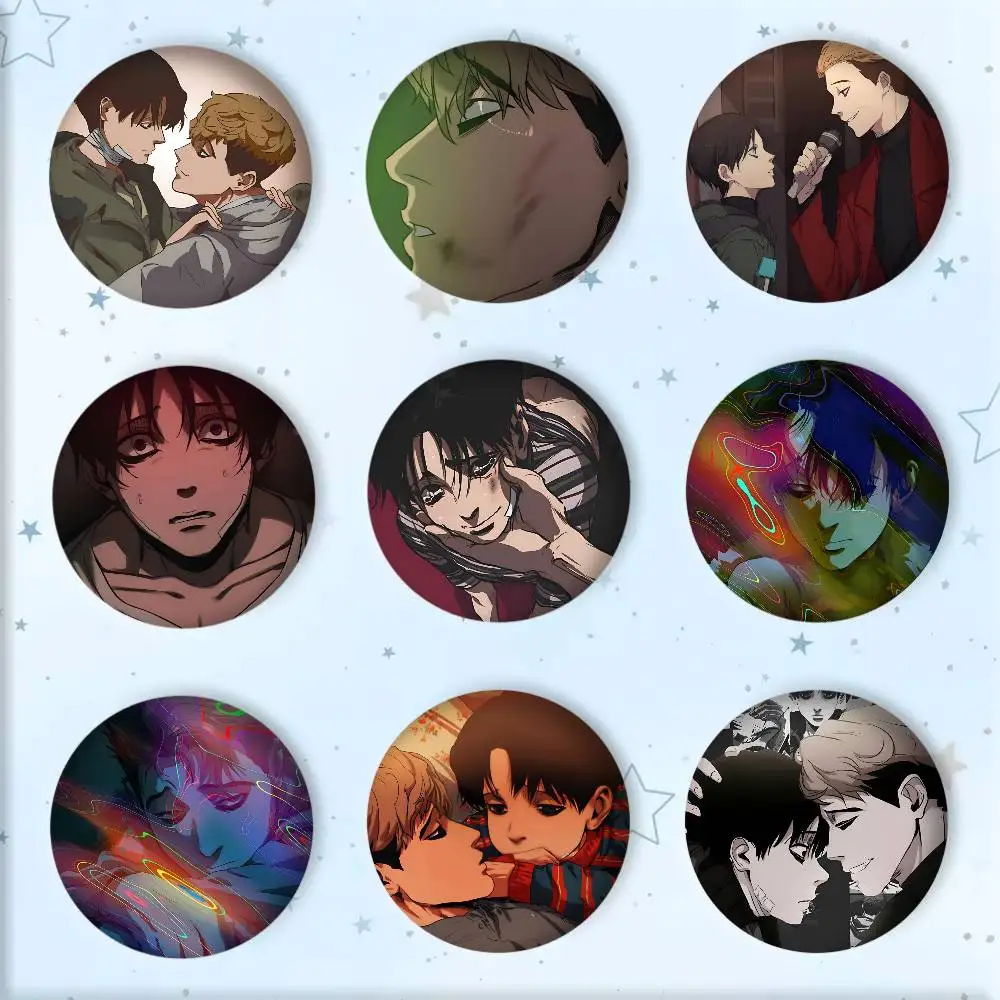 Korean Bl Manga K-Killing S-Stalking Badge Tinplate Round Laser Brooch Clothes Backpack Accessories Lapel
