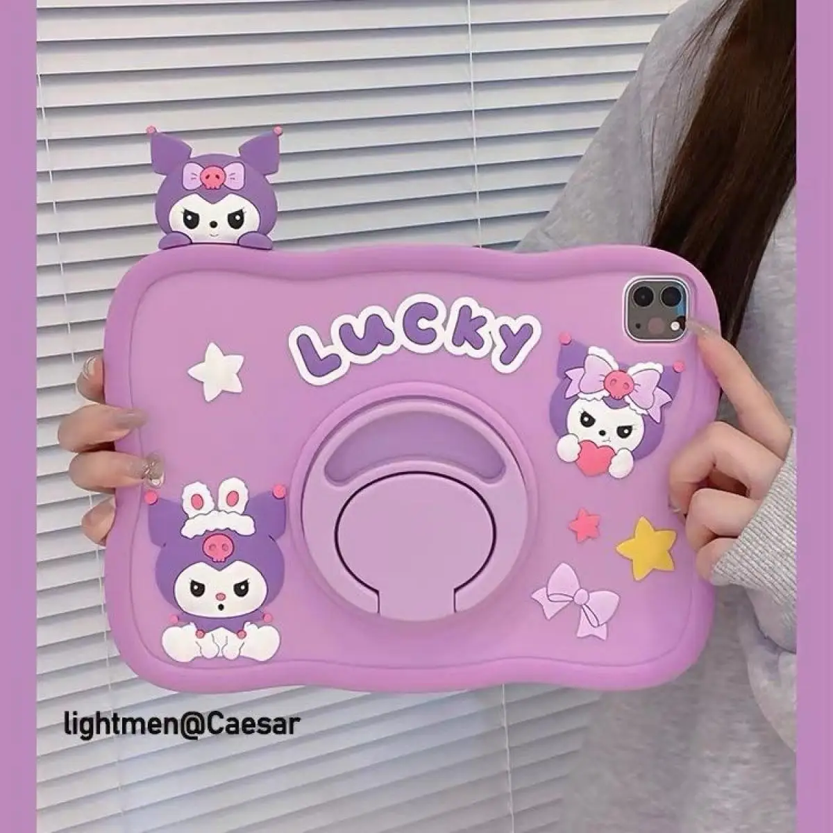 

Sanrio мультфильм Куроми Apple Ipad защитный чехол силиконовый девушка сердце новый милый настольный Air5 вращающийся кронштейн анти-падение плоский корпус