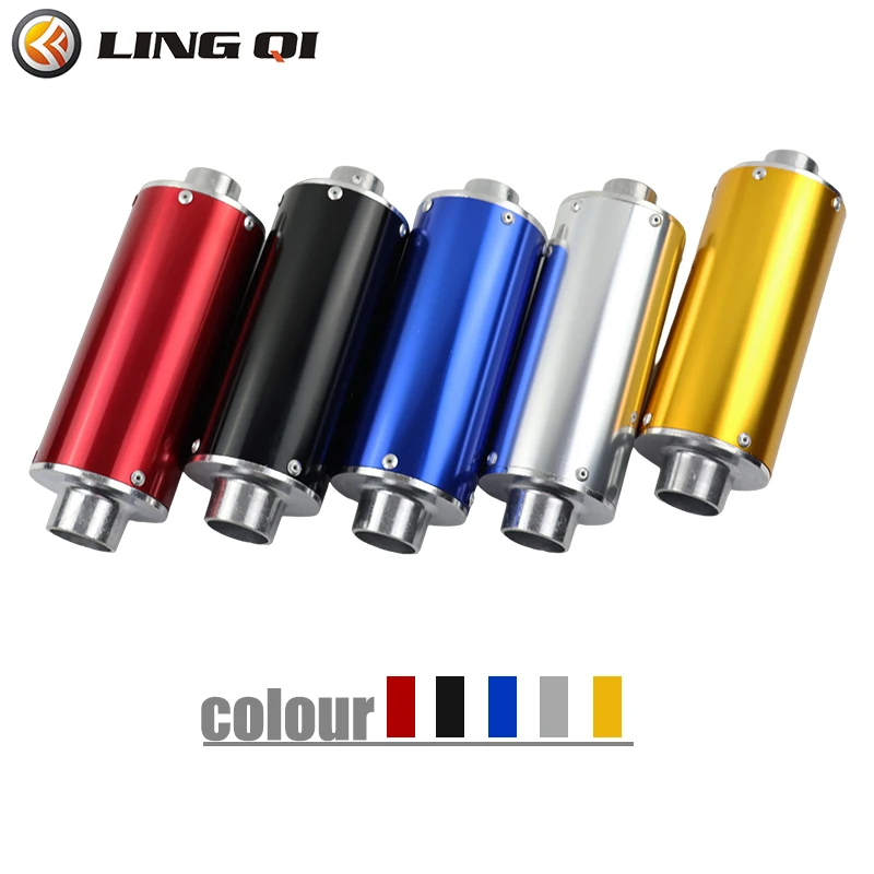 LINGQI Universal Metal Flat Mouth Exhaust Pipe Muffler Fit For Dirt Pit Bike Off Road ATV Exhaust Muffler Silencer Pipe