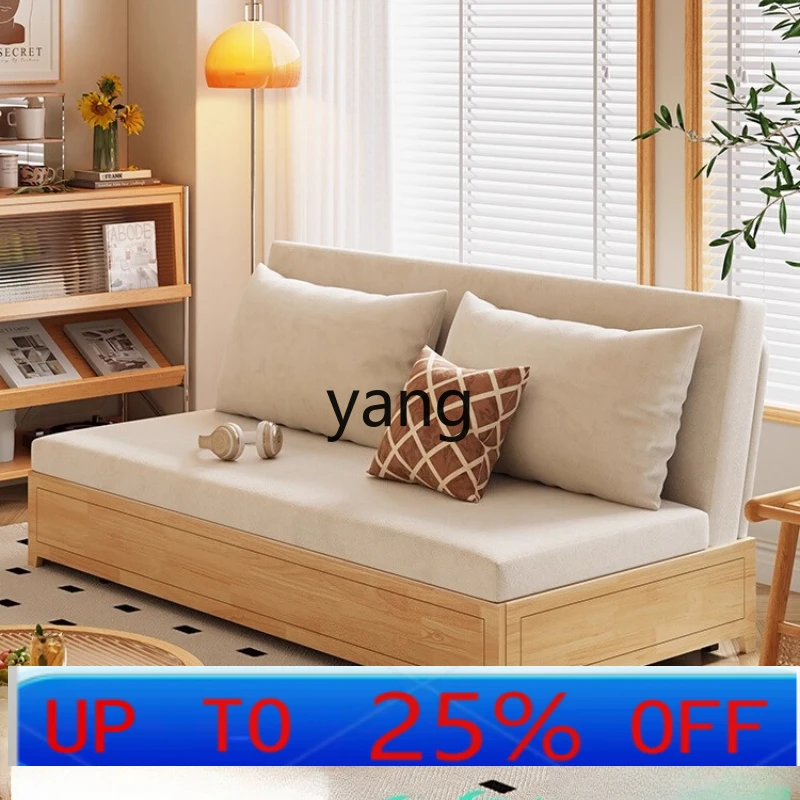 LH solid wood sofa bed dual-purpose foldable bed living room cream wind double multi-function