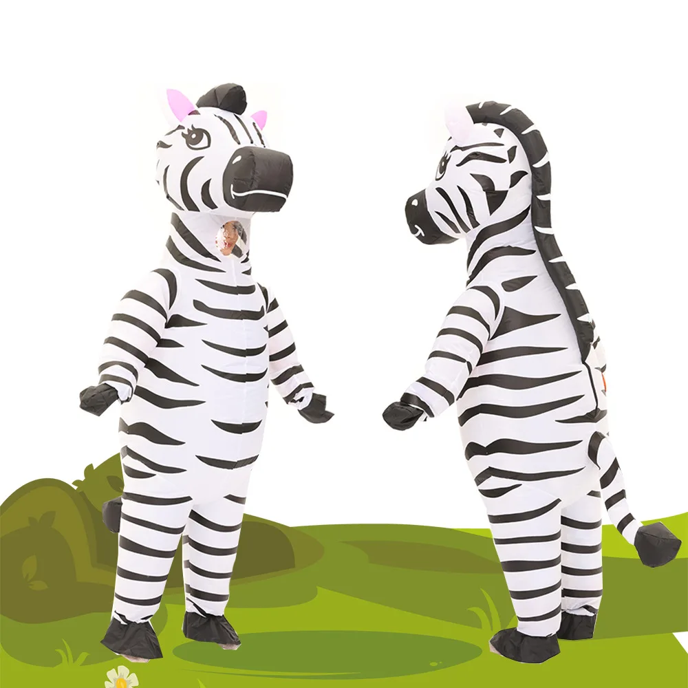 

New Fully Body Inflatable Tiger Zebra Costume Fancy Party Cosplay Clothes Halloween Carnival Theme Animal Blow Up Suit for Adult