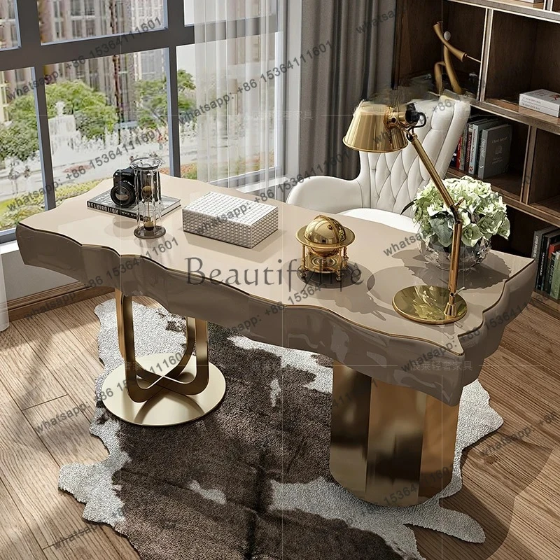 Postmodern desk and chair simple American desk writing desk paint study bedroom stainless steel computer