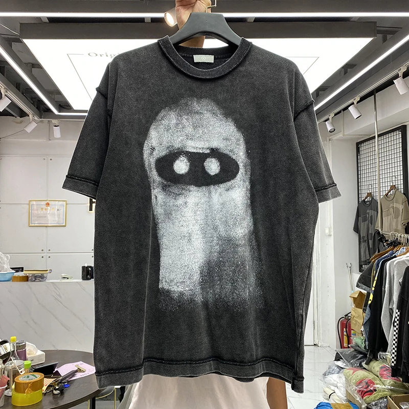 Mask Print Loose Short Sleeves T Shirt Men Women High Quality Vintage T-shirts Tops Tee