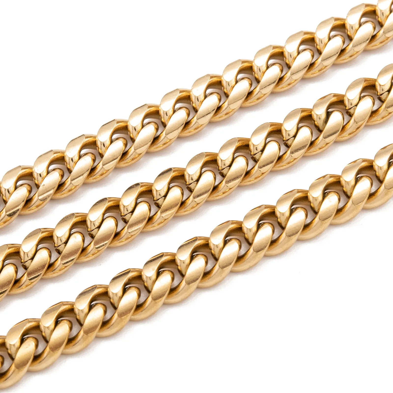 6/8/10mm wide 304 Stainless Steel Cuban Link Chains Chunky Curb Chains Unwelded for Jewelry Making DIY Handmade Punk Bracelet