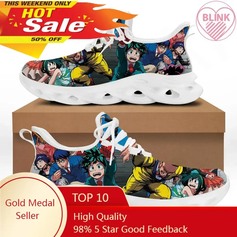 Zapatos planos informales con estampado de My Hero Academia para hombre, zapatillas transpirables con cordones, tenis de Anime japonés para caminar