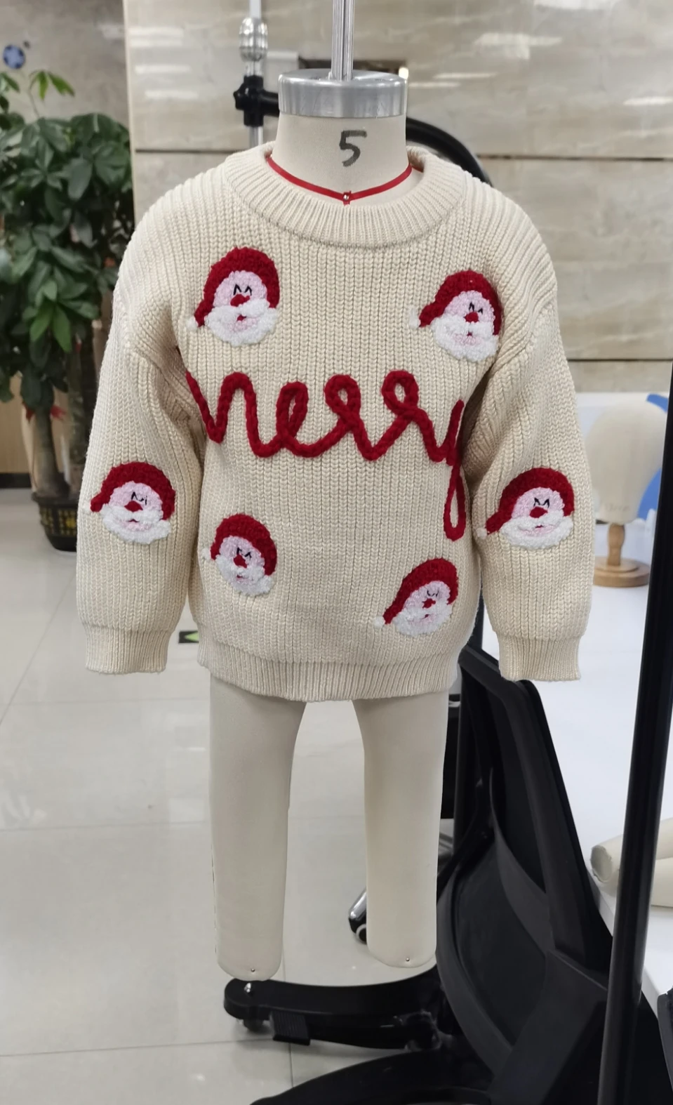 

Toddler Xmas Clothes Baby Christmas Sweater Letter Santa Embroidery Long Sleeves Crew Neck Knit Pullover Tops