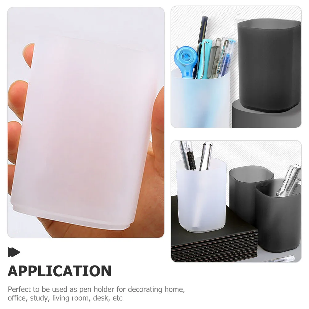 2Pcs Compact Portable Plastic Pen Holder Creative Design Smooth Edge Pencil Organizer for Desk Desktop Office School Stationery