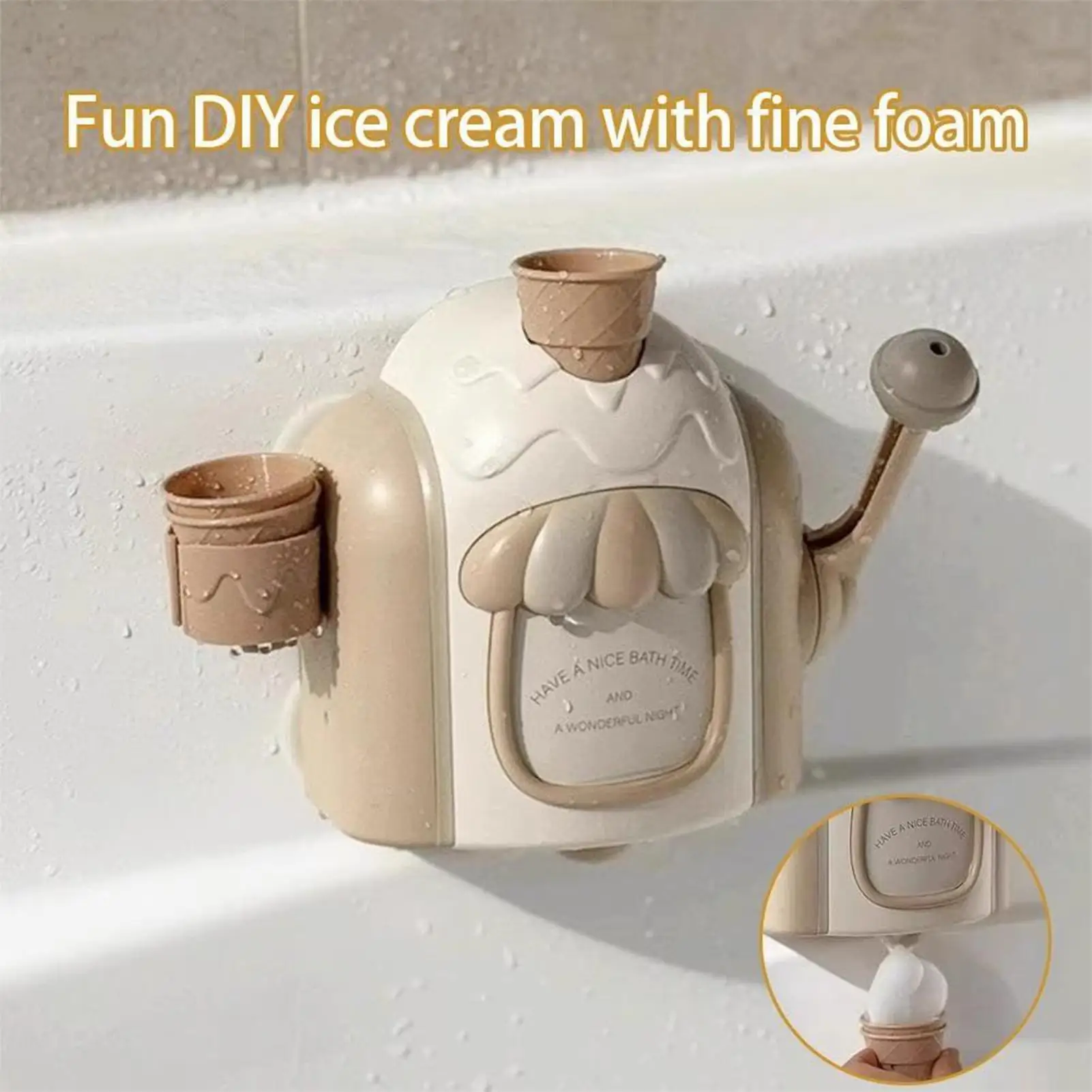 Bath Bubble Maker Toy Suction Cup Fun Activity Bath Bubble Ice Cream Machine for Boys Girls Preschoolers Children 3-6 Years Old