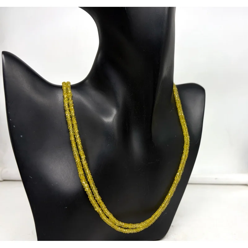 

Двухрядное ожерелье из желтых сапфиров 4-5 мм, граненые бусины, серебро 925 пробы