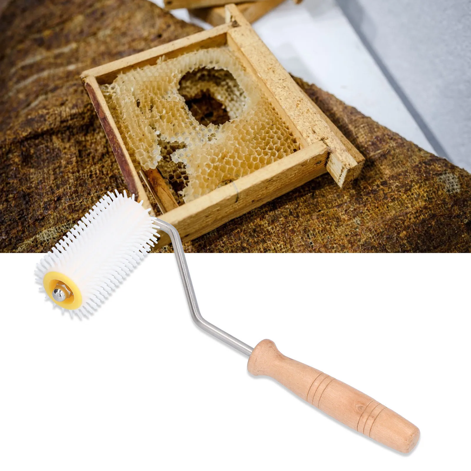 

Plastic Honey Uncapping Roller With Wooden Handle Beehive Extracting Roller Beekeeping Tool