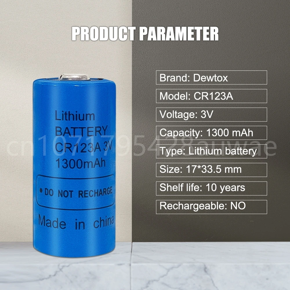 Batterie au lithium CR123A 3V avec prise, adaptée aux caméras à film, caméras de toilette intelligentes, capteurs urinoirs, détecteur de fumée, 1PC