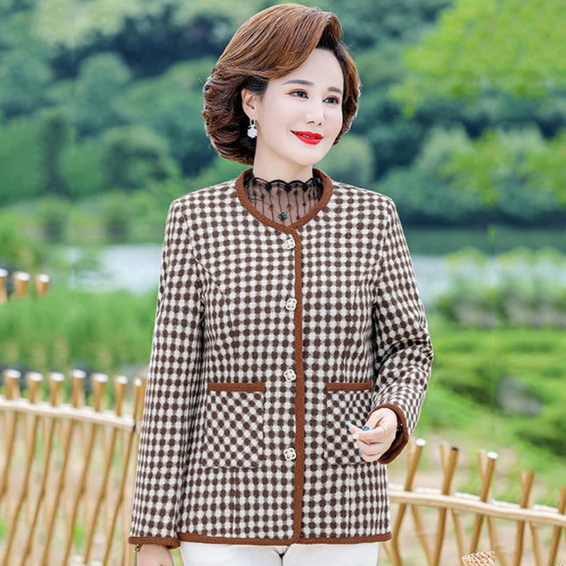 Mom Western-style Noble Short Coat Fashion Women's Thin Suit Middle-aged Spring And Autumn Dress Small Fragrance Jacket Woman5XL