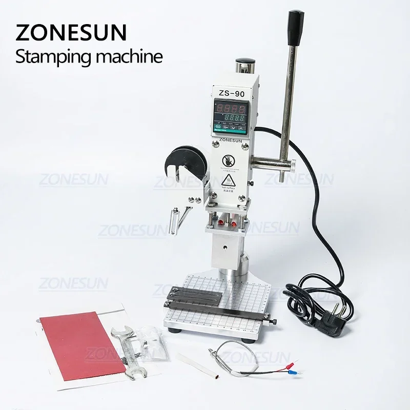 ZONESUN Manual LOGO Leather Paper PVC DIY Shoe Hot Foil Stamping Bronzing Embossing Machine Heat Press Machine