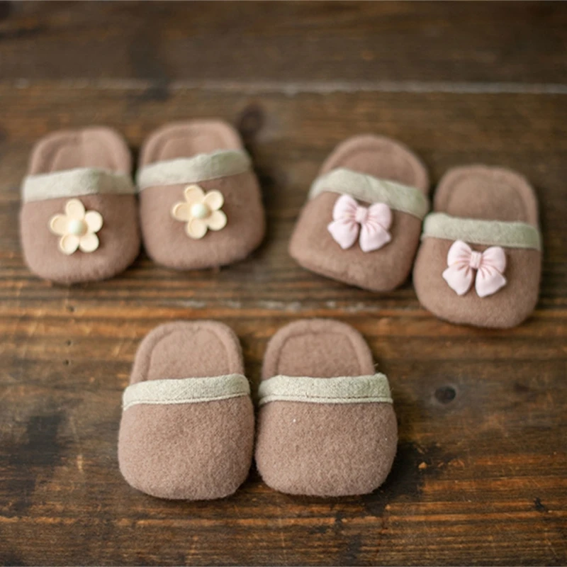 Newborn Photo Props Small Slippers Crochet Shoes Lightweight Slippers Baby Photoshoot Props for Infant Baby Photography