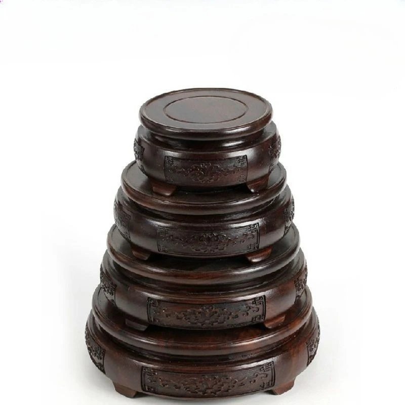 

Mini Model Sculpture Decoration Rack Flower Pot Plant Display Pedestal Solid Wood Carving Crafts Display Pedestal