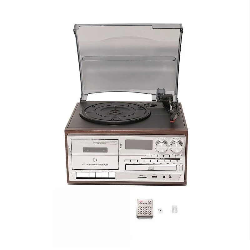 For Lp Vinyl Record Player, Multi-function CD Tape Bluetooth Integrated Desktop Stereo