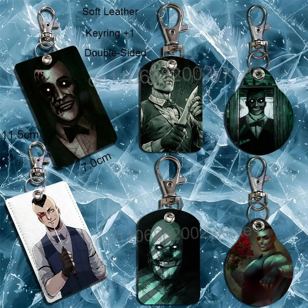 game Horror Eddie Gluskin Outlast Keychain Holder Suitable For Subway Bank Card Bus Card Case Badge Holder Wallet Card Textured
