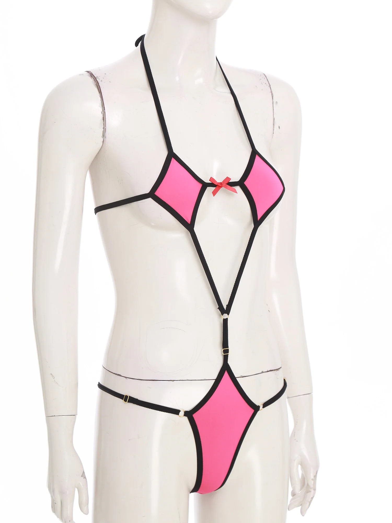 Women's Swimsuit Micro Bikini Bodysuit Swimwear Lace-up Halter Backless T-back Sling Shot One Piece Monokini Nightwear Beachwear