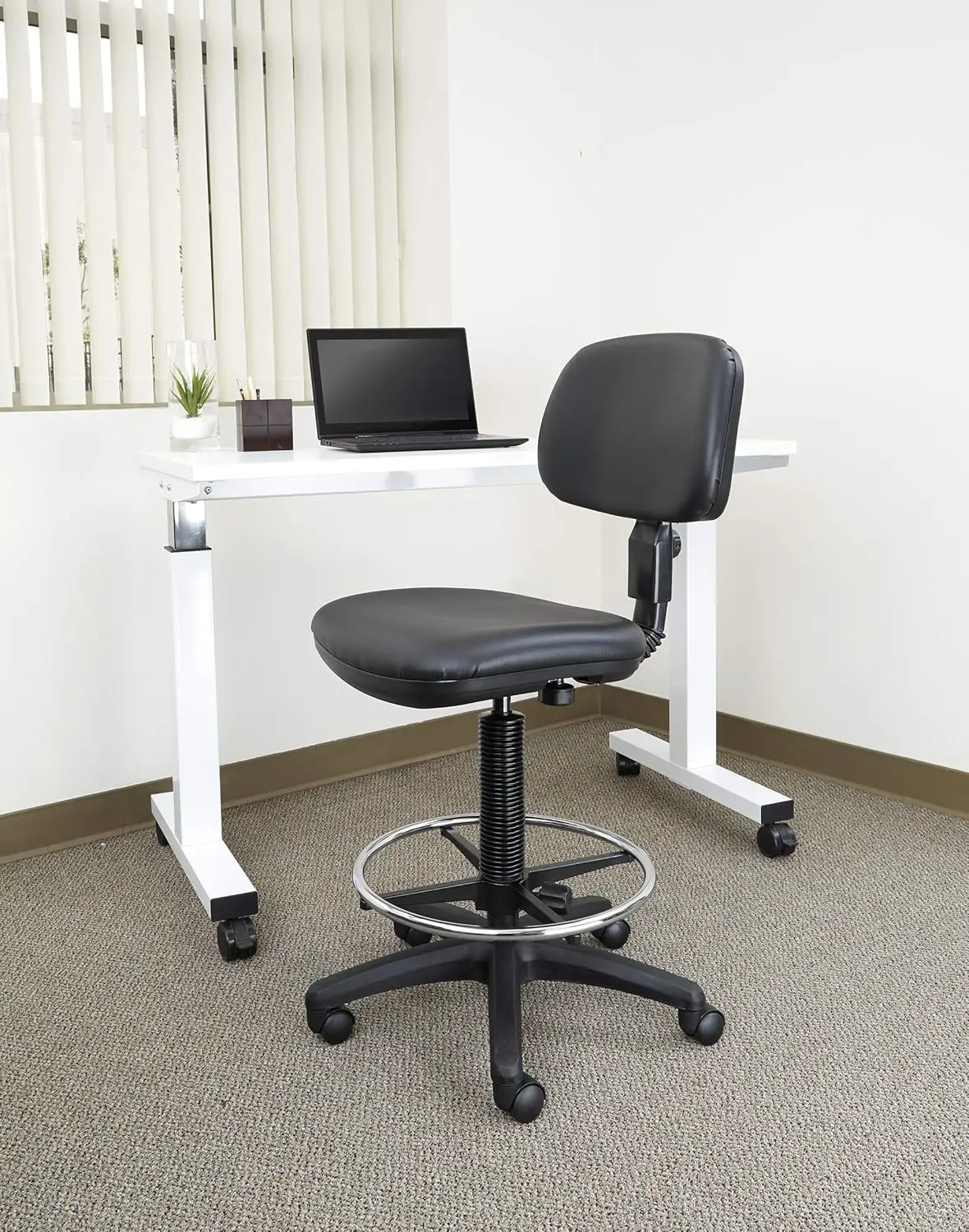 Office Star Dc Series Adjustable Drafting Chair With Foot Ring And Sculptured Foam Seat, Black Vinyl