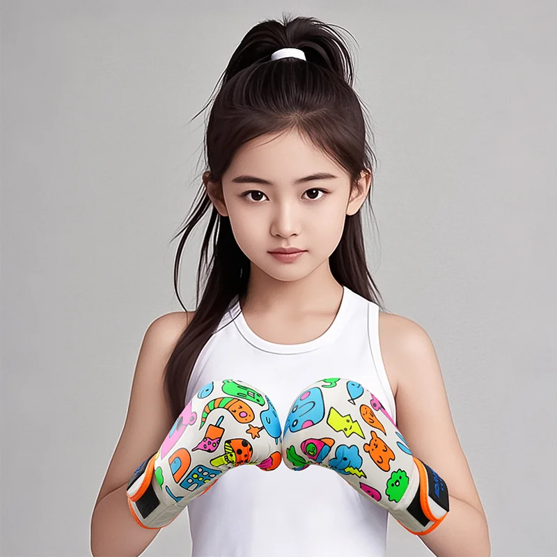 Dracula Kids Boxing Gloves Children Youth Boys Girls Pu Graffiti Sparring Training MMA Muay Thai Kickboxing Punching Bag Mitts