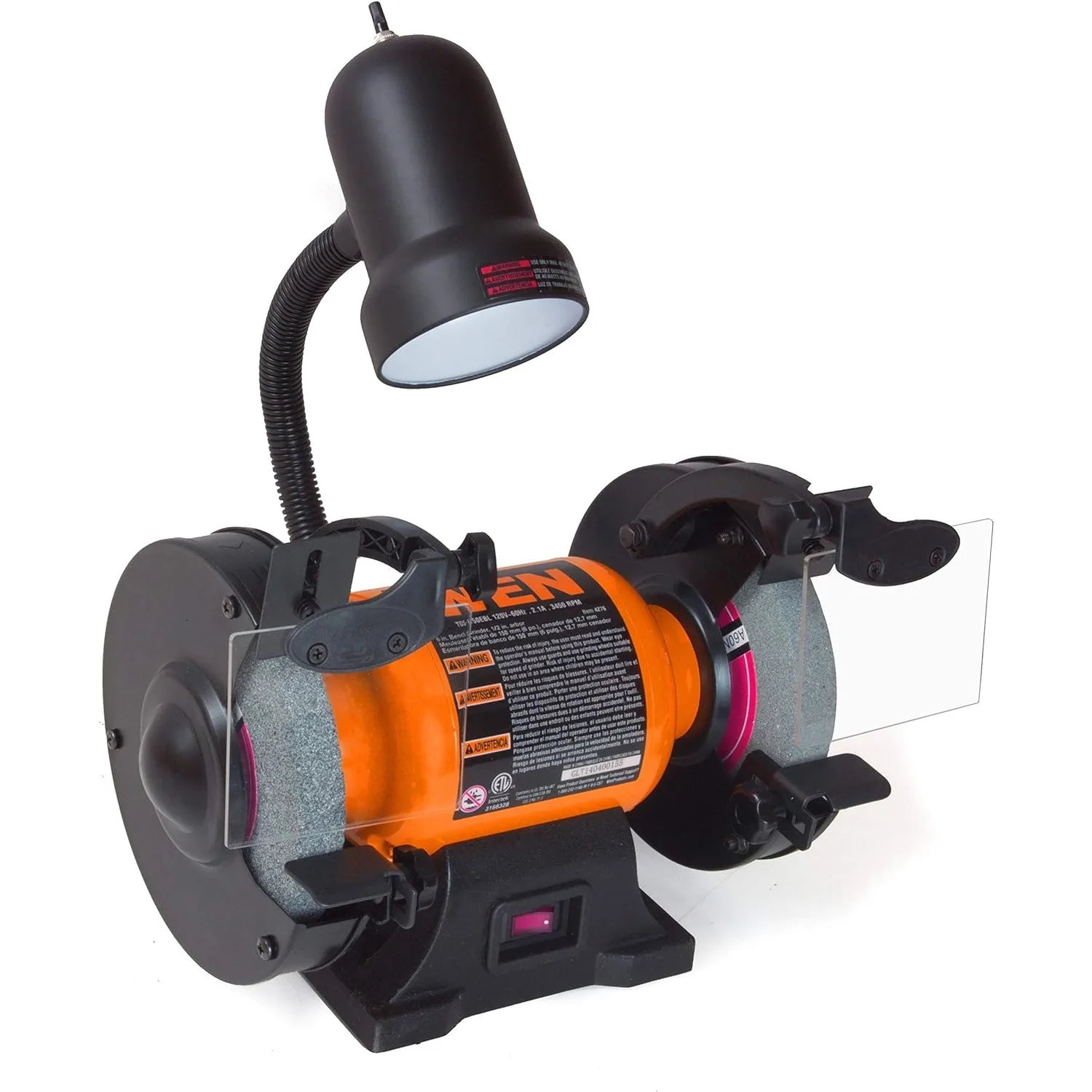 NEW BG4276 2.1-Amp 6-Inch Single Speed Bench Grinder with Flexible Work Light, Black,orange