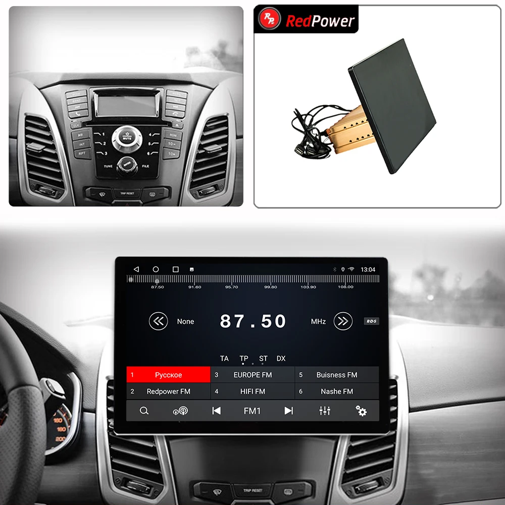 12.95 inch car radio redpower HiFi for Ssangyong Korando 3 Actyon 2 Android 10.0 DVD player audio video DSP CarPlay 2 Din