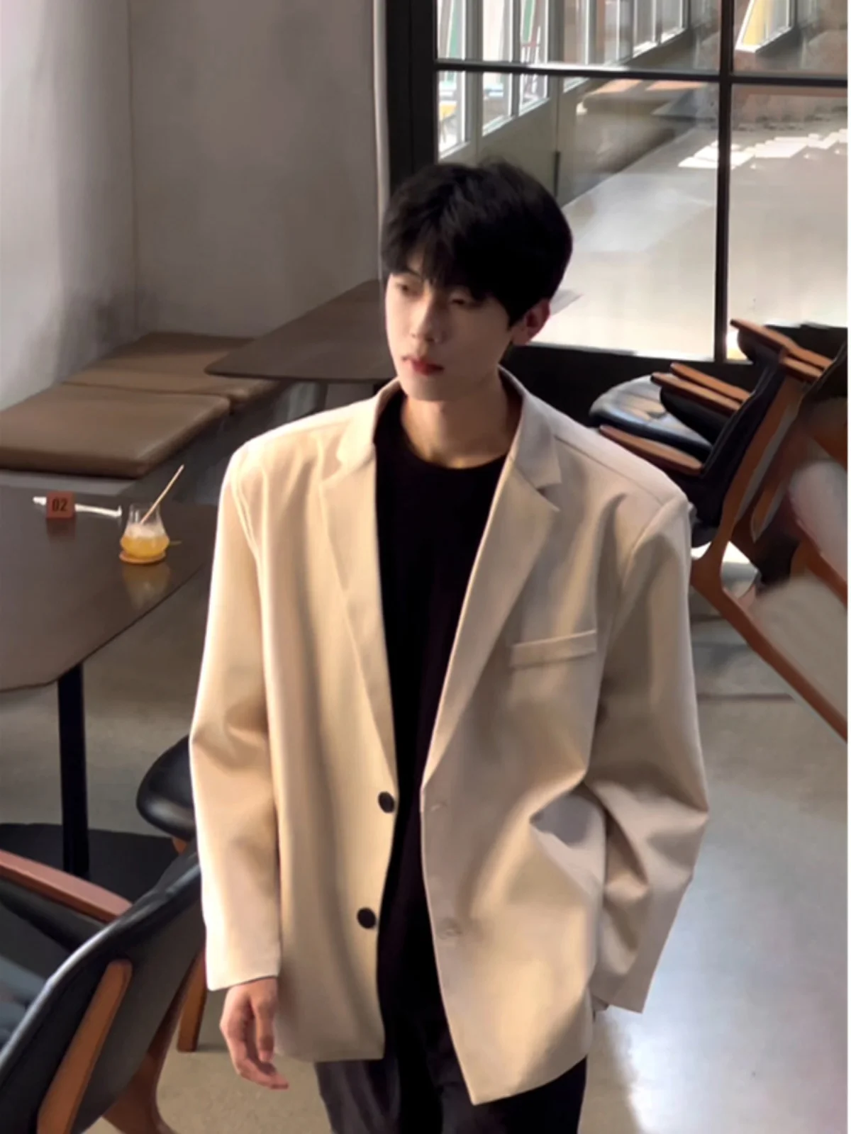 

Бежевый мужской костюм: формальный, в корейском стиле, для свадьбы, повседневный, весна-осень, верхняя одежда, полиэстер, длинный рукав