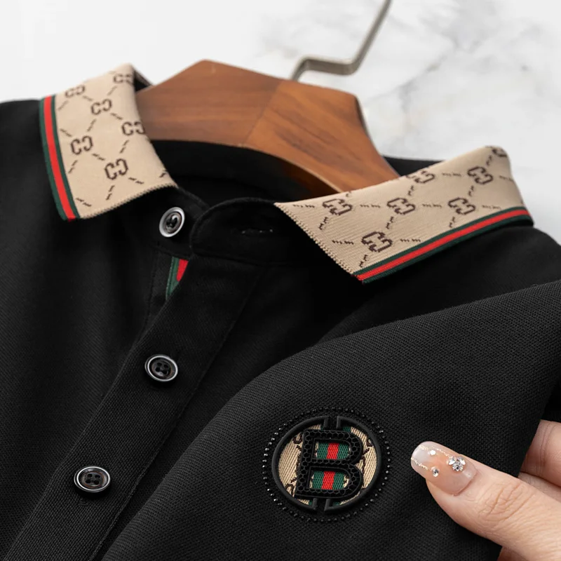 

Men's Fashion 2026 Short sleeved Summer Polo Shirt High end Design Exquisite B letter badge Ice Silk Breathable T-shirt
