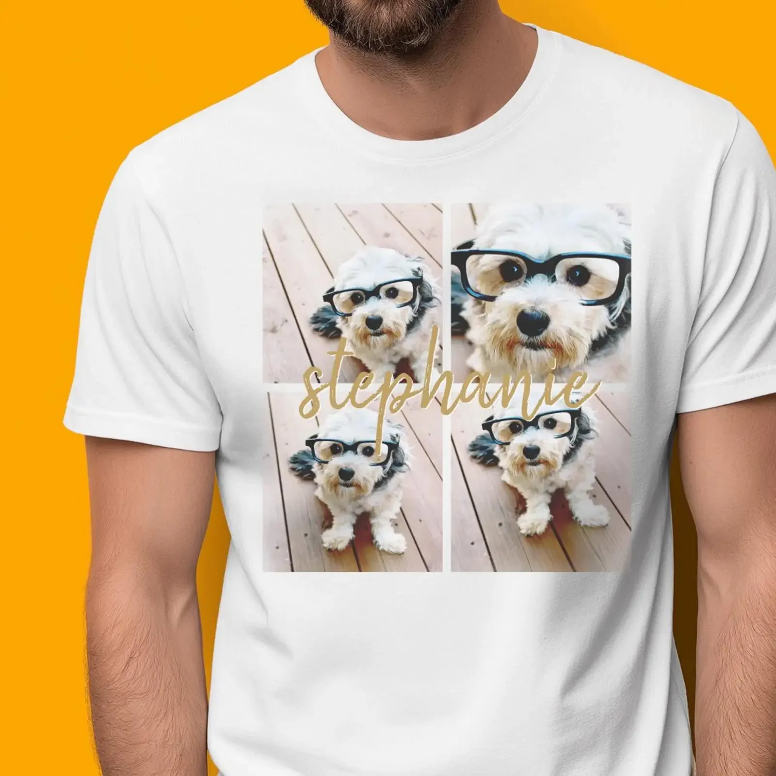 Create Your Own 4 Photo Collage Script Name T Shirt vintage Washed Stretched graphic fashion Soft Top For Everyday Wear Casual