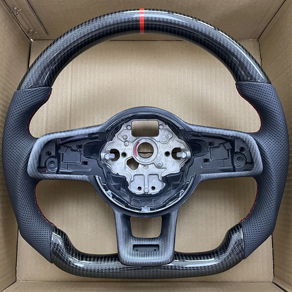 Carbon Fiber Steering Wheel Punched Leather For VW Golf MK7 7.5 GTI GTD GTE R 2013-2020 Polo GTI DSG with Key Frame