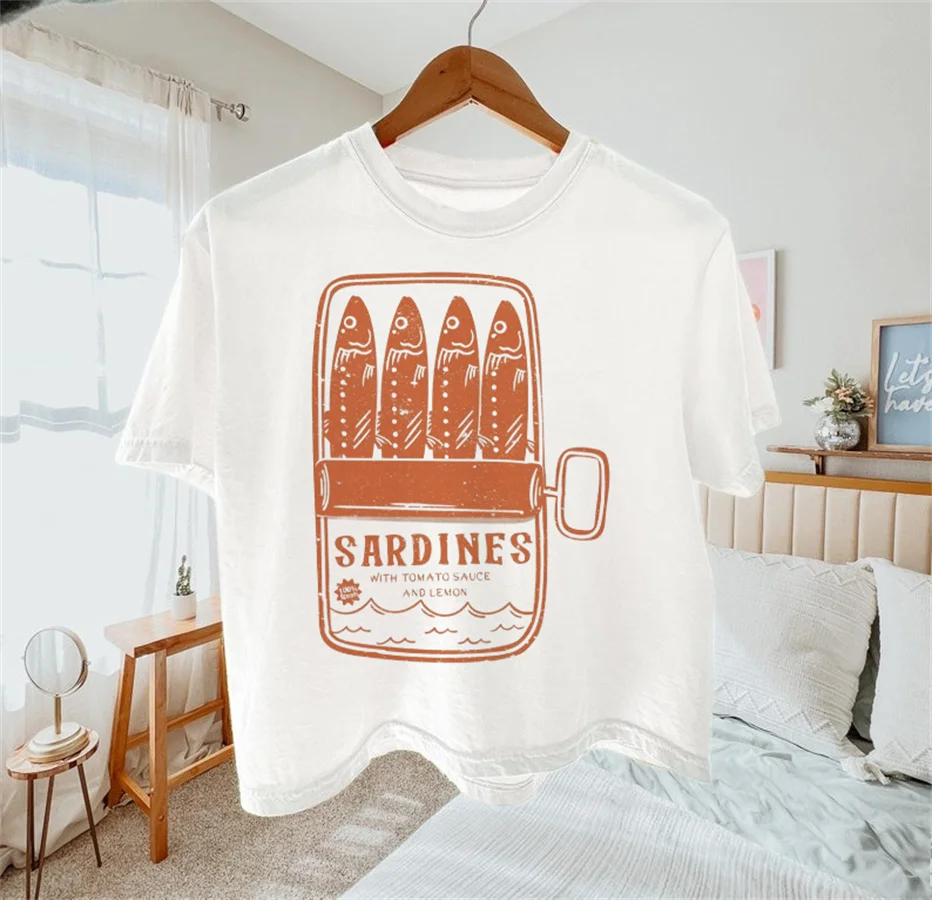 Seafood Club Lobster Printed Trendy Pattern Summer Style Vacation Women's White Top T-Shirt New Beach Casual Women's T-Shirt