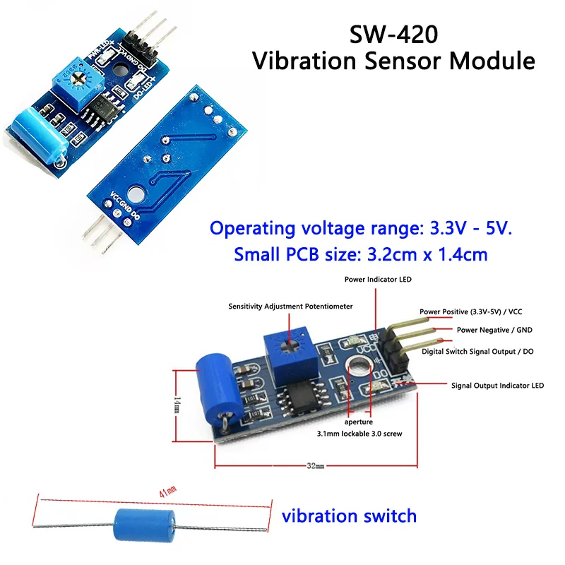 Normally closed vibration sensor module+alarm sensing module SW 420 vibration sensor HDX-2 SW-420