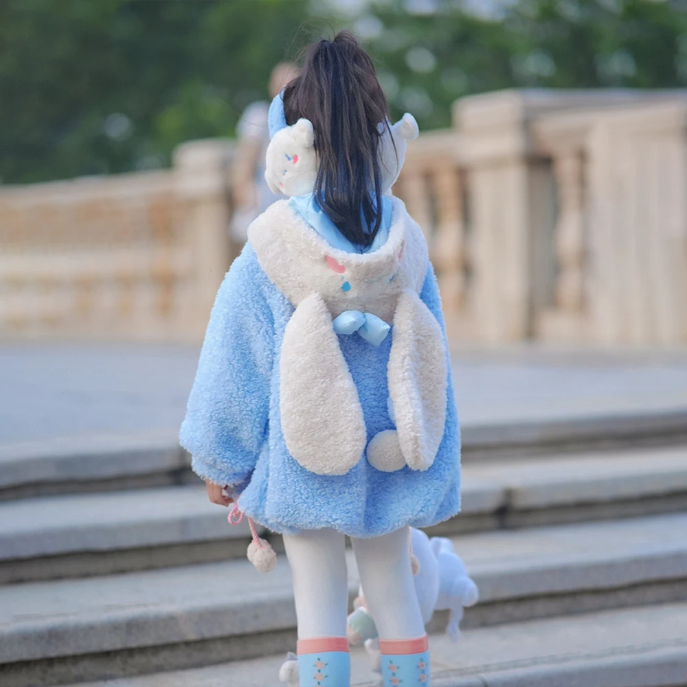 Cinnamoroll Children's Plush Loose Coat Hello Kitty Kuromi Anime Kawaii Sanrio Girl Cartoon Lamb Wool Warm Hooded Jacket Gifts