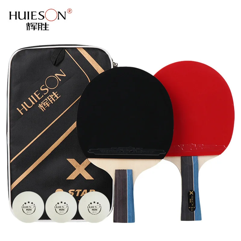 Table Tennis Racket Log Light Professional Glue Pair HUIESON  3-star Double-sided Reverse Glue Table Tennis Match Set No Balls