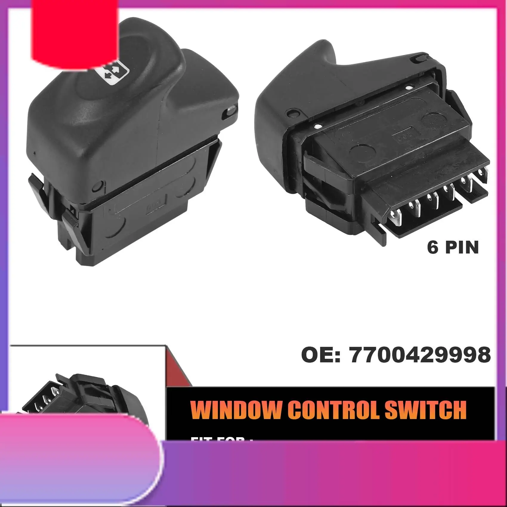 6 PIN Power Window Switch 7700429998 For Renault Kangoo 1997-2003 Megane 1995-2002 Scenic 1996-2003 Clio II 1998-2001-Y79A