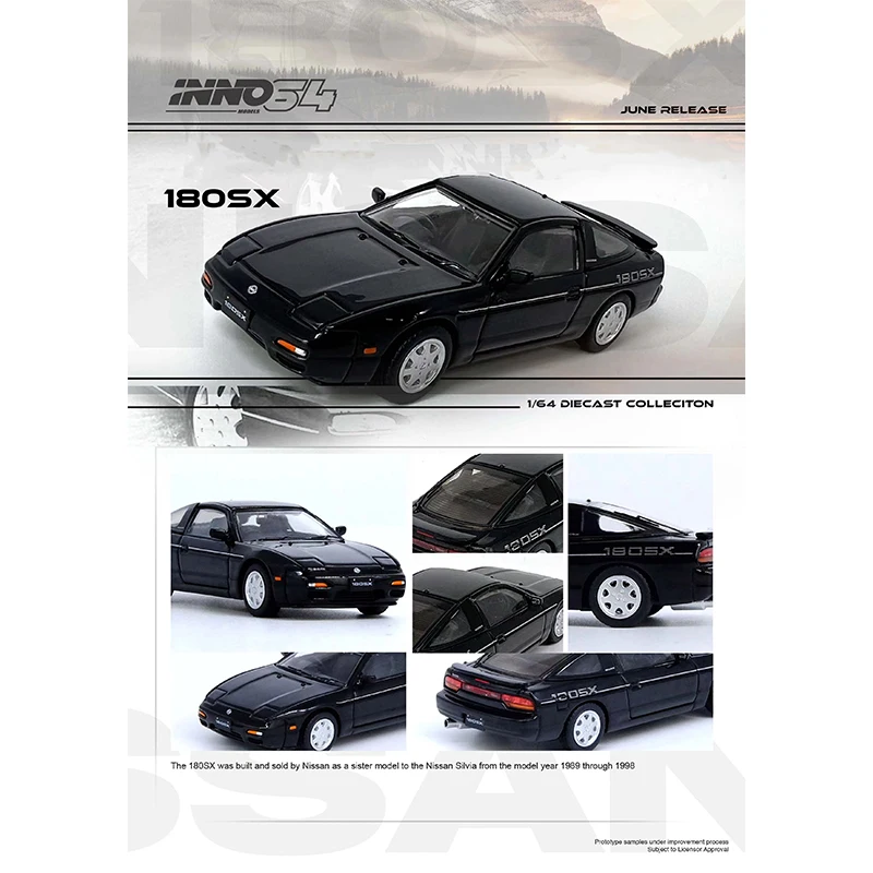 PreSale INNO 1:64 180SX Black Diecast Diorama Car Model Collection Miniature Toys