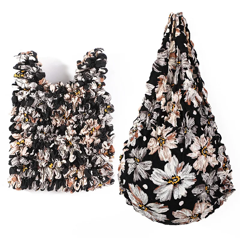 1PCS New Mini Reusable Elastic Shopping Bag Tote Bag Large Capacity Elastic Portable Handbag Storage Bag