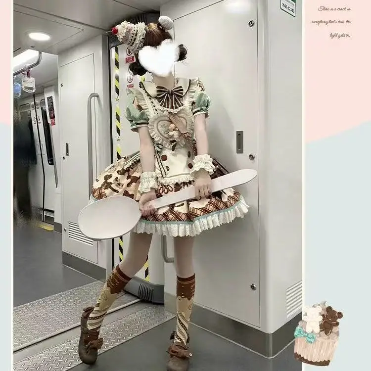 Coalfell Sweet Kitchen Chocolate OP Lolita Dress | Original Design Heartbeat Doll Strap JSK Short Outfit 2026