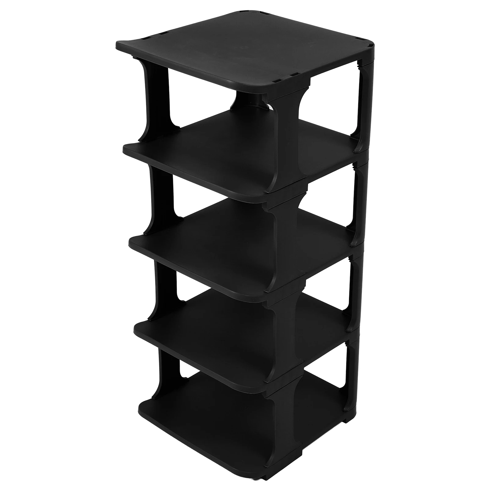 

Black Plastic Rack Storage Organizer Minimalist Entryway Shoes Holder Space Saving Large Capacity Multi-layer Shelf