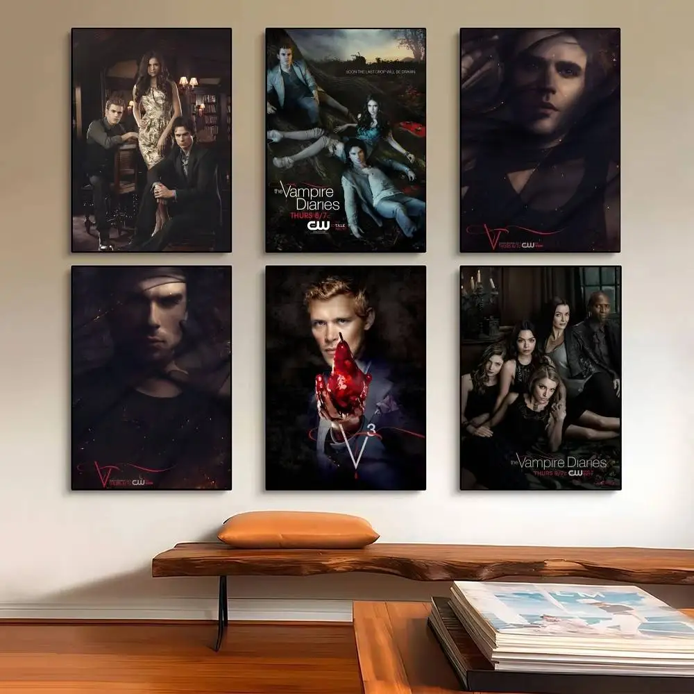 Classic T-The Vampire Diaries Movie Poster Self-adhesive Art Waterproof Paper Sticker Coffee House Bar Room Wall Decor