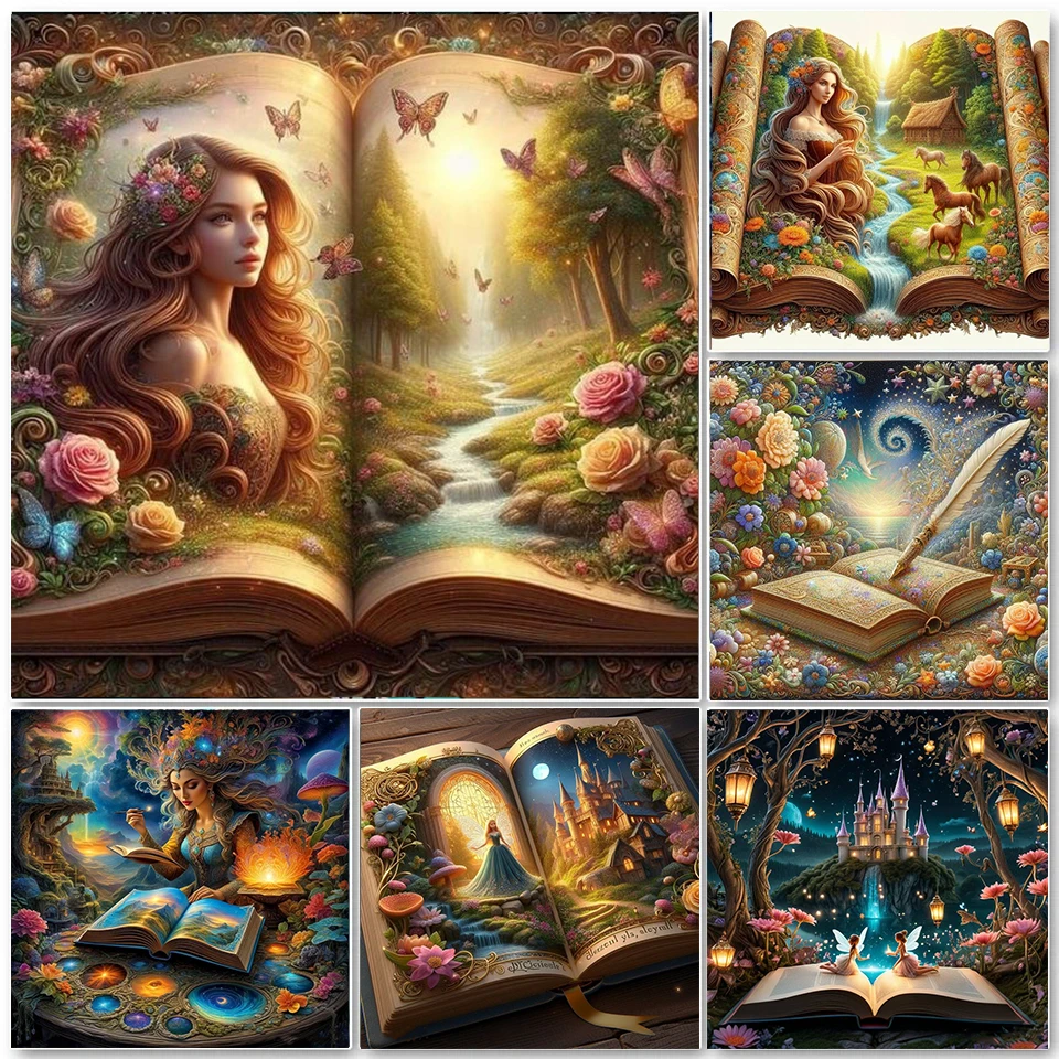 Diamond Painting Cross Stitch Book Crystal Magic Book Set for Embroidery Mosaic Dream Landscape 5D DIY Wall Art Home Decor