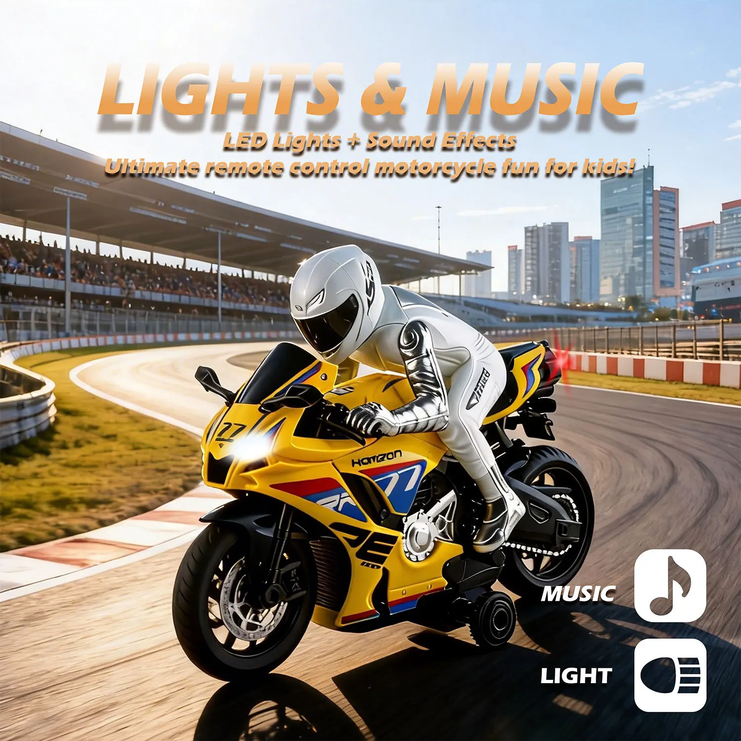 1/8 RC Motorcycle Children's Toy 2.4G Simulation Motorcycle with Lights and 360 Rotation RC Car Model for Kids Adults Gifts