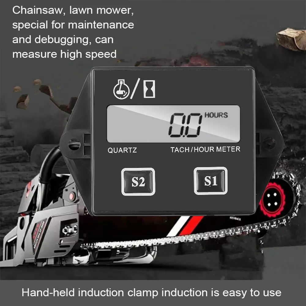 Lcd Digital Engine Tachometer Tachometer Instrument Inductive Display for Motorcycle Engine Stroke Engine Marine Car Boat