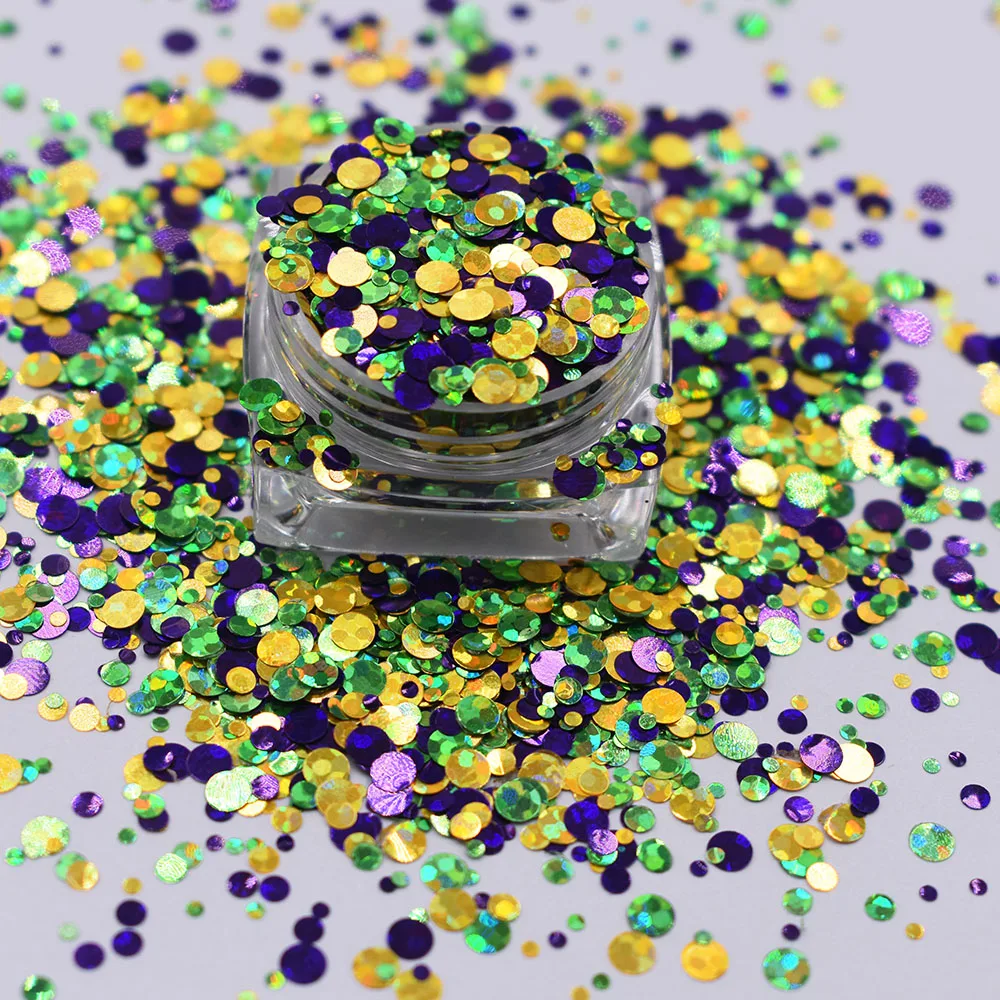 10g/Bag 123mm Dots Mixes Glitter Sugar Shiny Colorful Sequins Glitter Round Shaped For Craft Nail Art Decoration Accessories