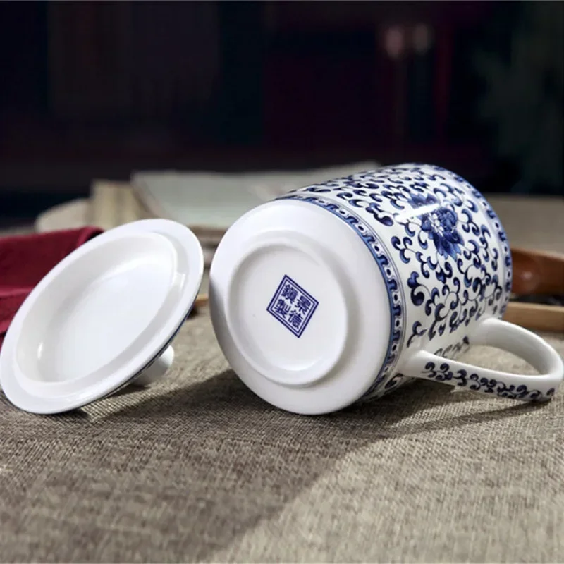 جينغدتشن الأزرق والأبيض الخزف القدح التنين الصيني كوب سيراميك مكتب اجتماع كوب ماء العظام الصين الشاي الأخضر القهوة القدح #5