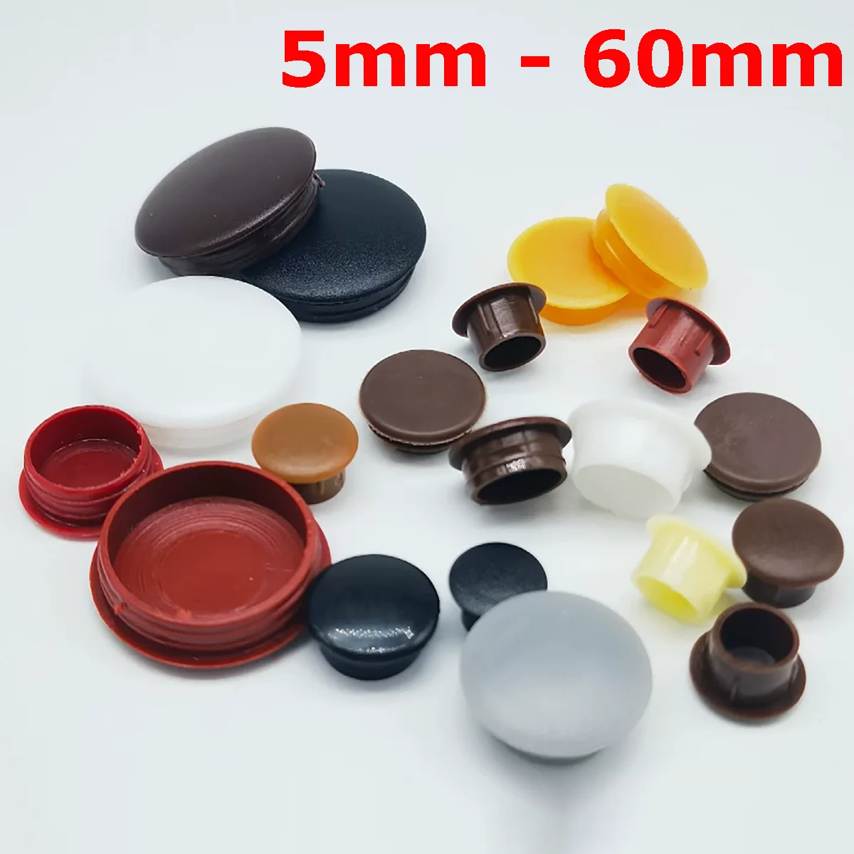 5mm-60mm Plastic Plug Hole Cover Caps Wall Cable Desk Plugs Furniture Holes Round Profile Pipe Cap Gromet Wire Screw Covers