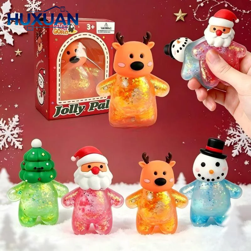 Cartoon Christmas Reduced Pressure Toys Christmas Tree Reindeer Snowman Glitter Soft Toy