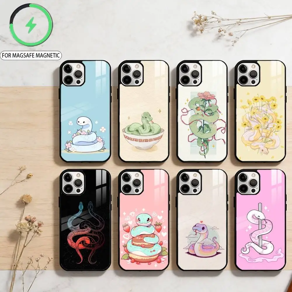 

Divine Wisdom snake Phone Case For iPhone17,16,15,14,13,12,11 Plus,Pro Max Magnetic For Magsafe Wireless Charging
